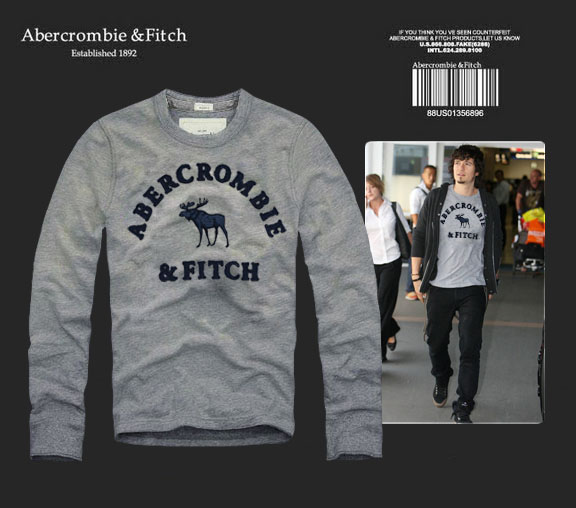 Abercrombie Fitch Hombres De Cuello Redondo Con Gente Fotos Largo Remera AF5993